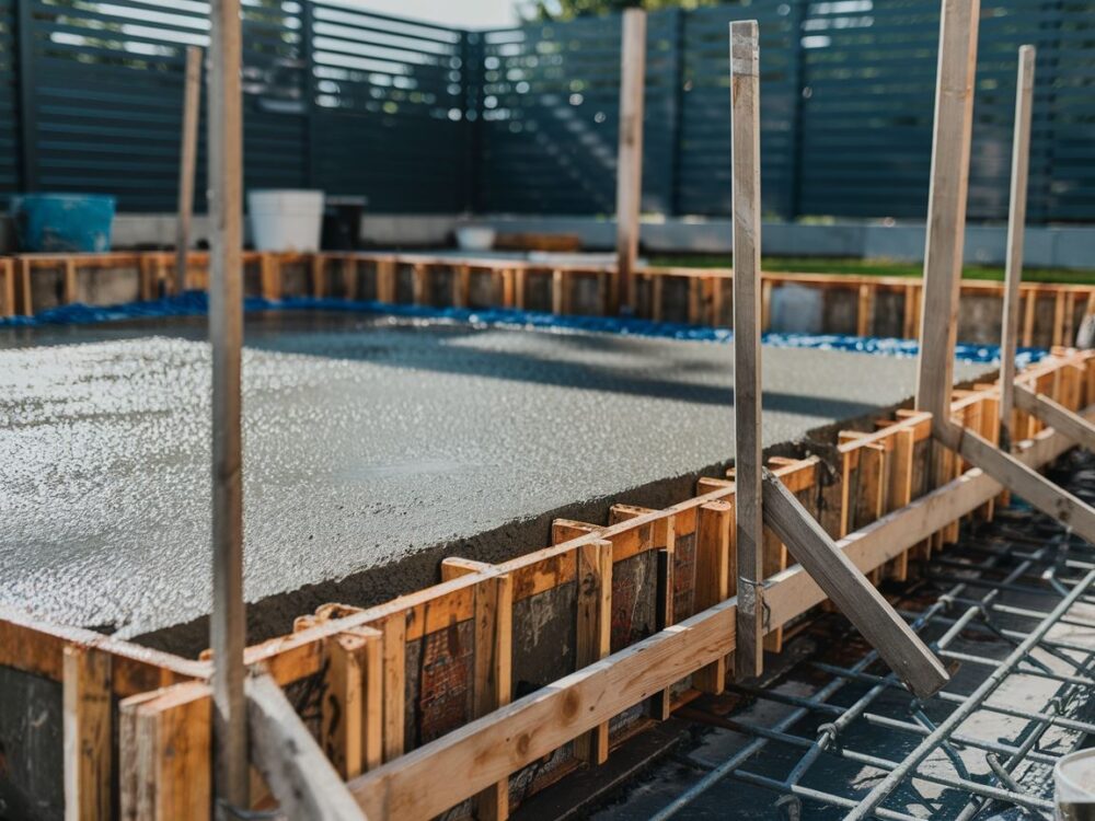 Beton w formie pod słupek podczas wysychania