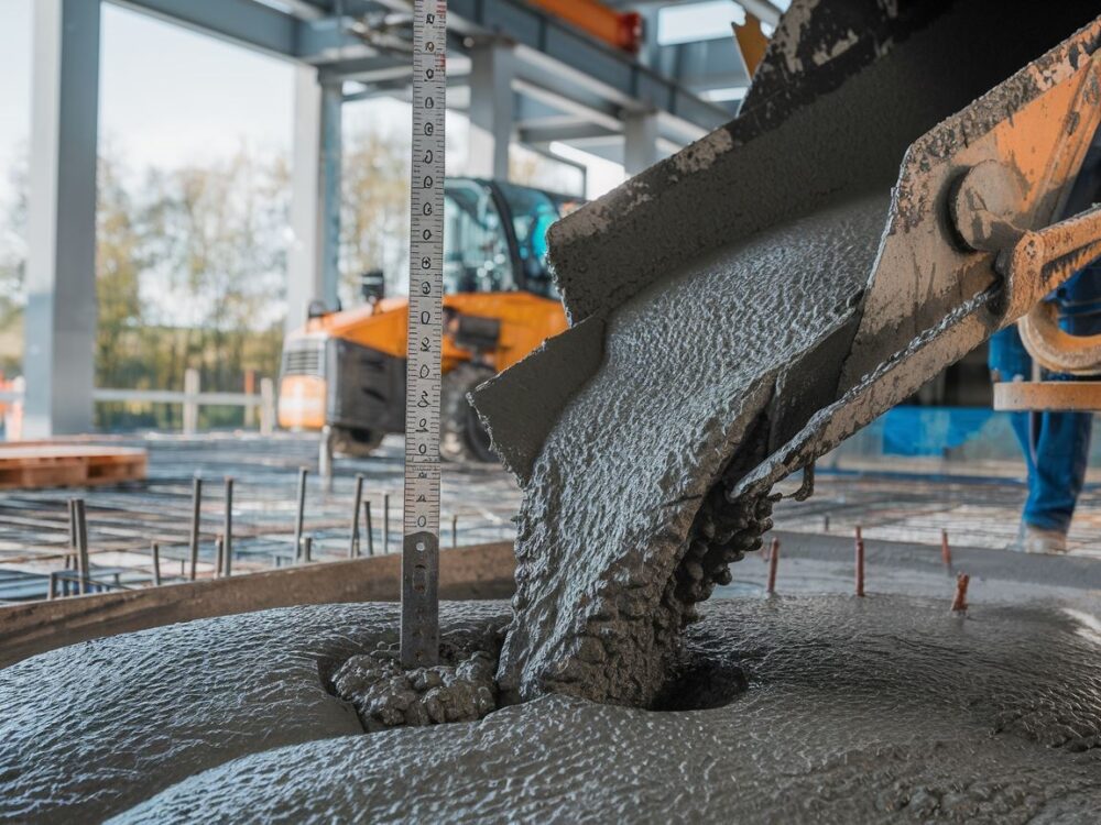 Nowoczesny plac budowy z betonem