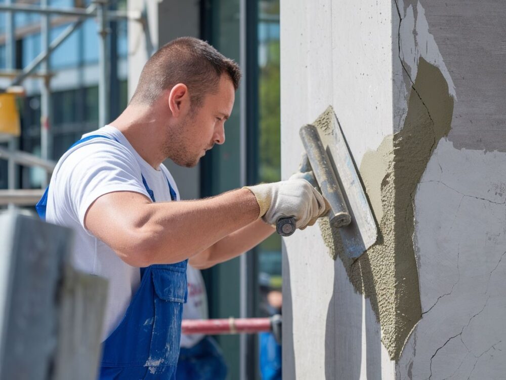 Wyrównywanie powierzchni betonowej po naprawie