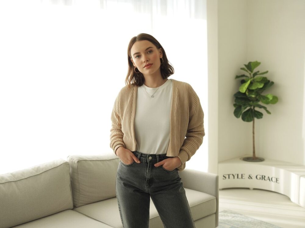 casual look z kardiganem