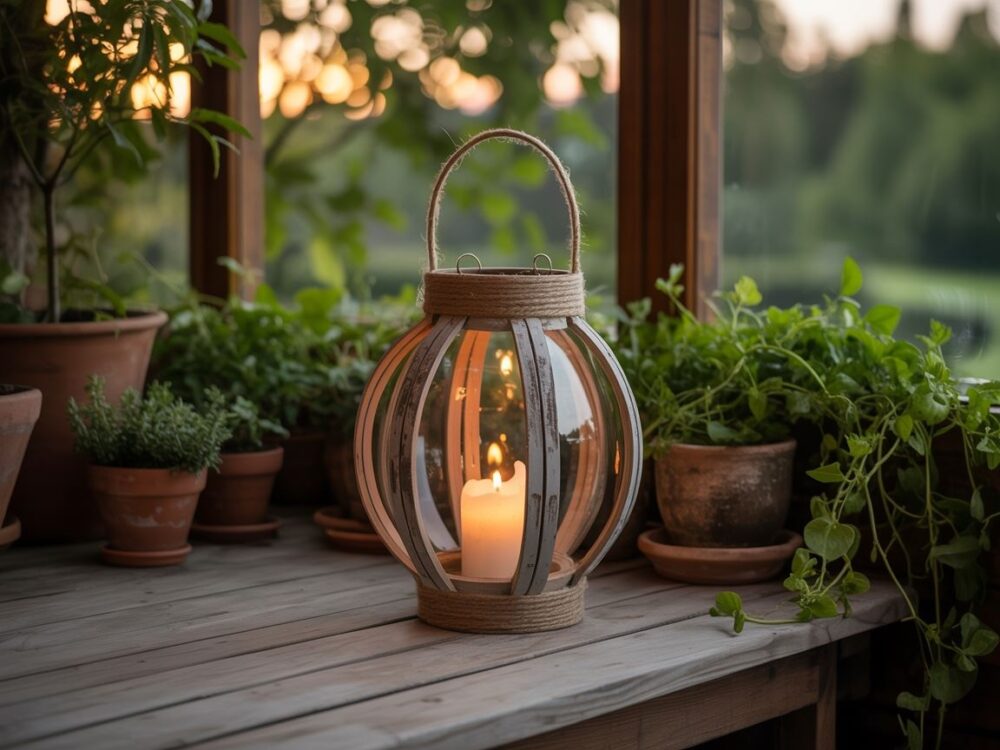 ręcznie robiony lampion ogrodowy